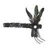 Pailletten-Stirnband Schwarz Mit Federn Und Perlen