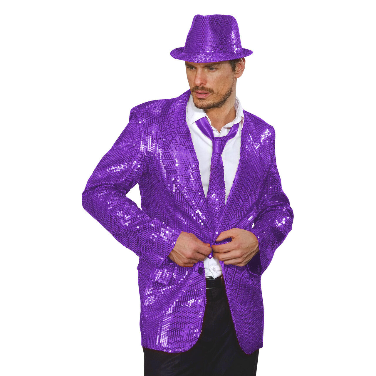 Op deze afbeelding zie je een Accessoires, van het merk Widmann. Stropdas Pailletten Paars