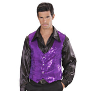 Op deze afbeelding zie je een Kostuums, van het merk Widmann. Showman Pailletten Vest Paars