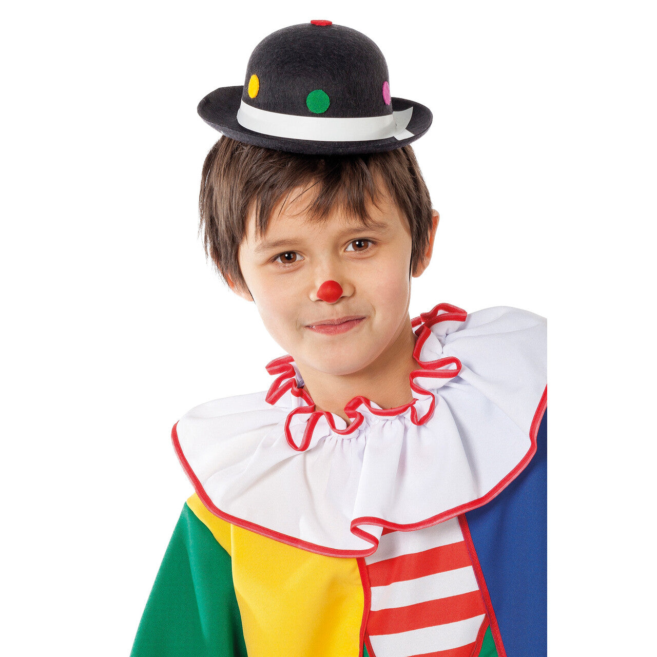 Op deze afbeelding zie je een Accessoires, van het merk Wilbers. Mini Bolhoed Stippen Voor Een Mini Clown Zwart