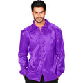 70er Disco Hemd Lila Satin Herren
