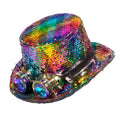 Hoge Hoed Burning Man Rainbow Pailletten Met Bril