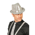 Herren Showman Gangsterhut Pailletten Silber