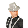 Herren Showman Gangsterhut Pailletten Silber