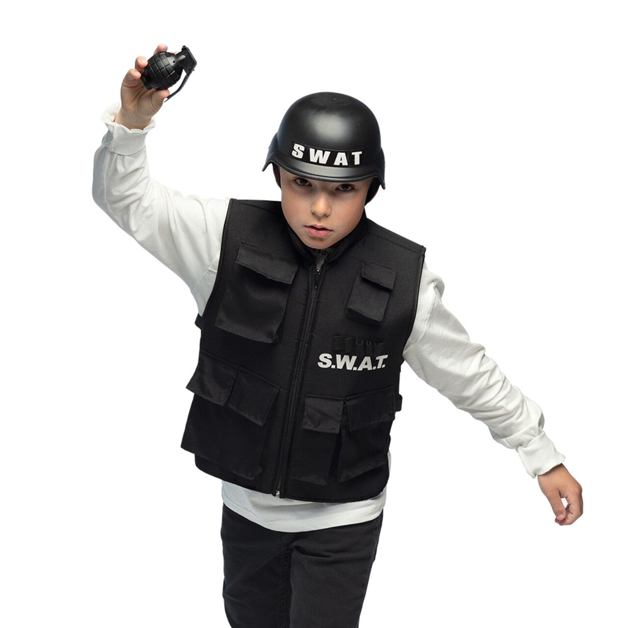 Op deze afbeelding zie je een Accessoires, van het merk Boland. Accessoire Set Swat Politie 4delig