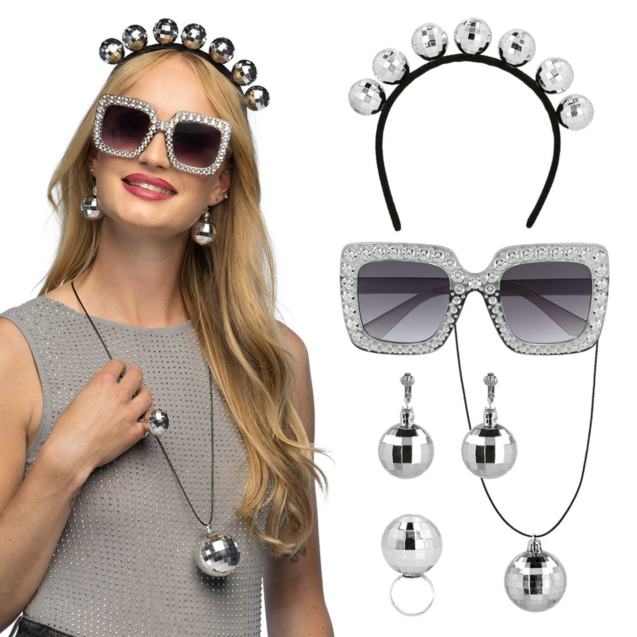 Op deze afbeelding zie je een Accessoires, van het merk Boland. Accessoire Set Disco Ballen Zilver