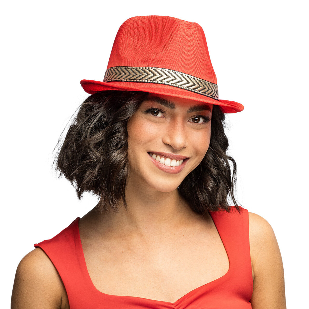 Op deze afbeelding zie je een Accessoires, van het merk Boland. Hoed Fedora Funky Rood