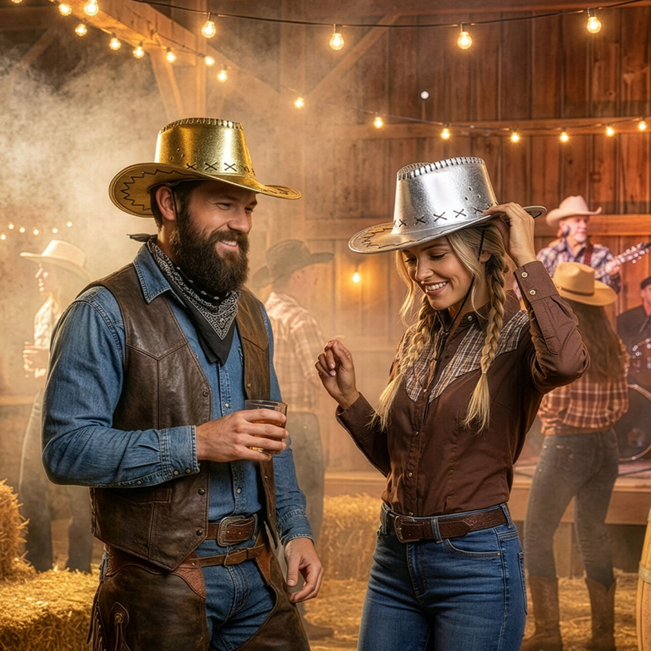 Op deze afbeelding zie je een Accessoires, van het merk Boland. Gouden Cowboyhoed Savanne