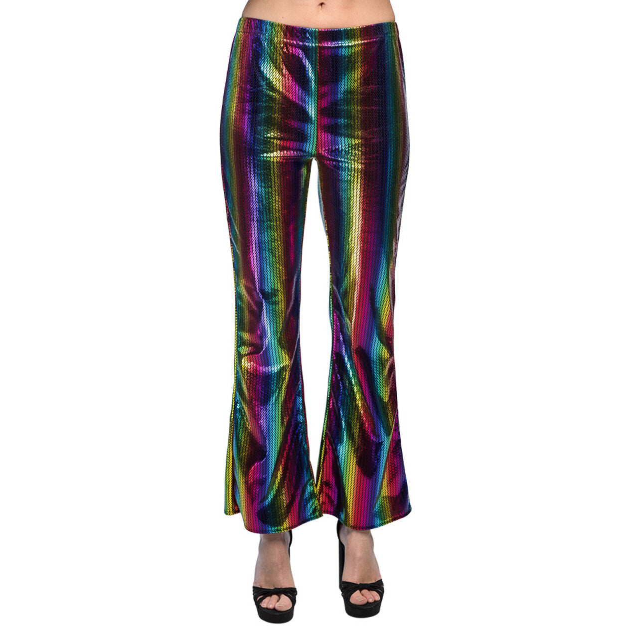 Op deze afbeelding zie je een Kostuums, van het merk Boland. Wijde Pijpen Broek Metallic Rainbow Vrouw