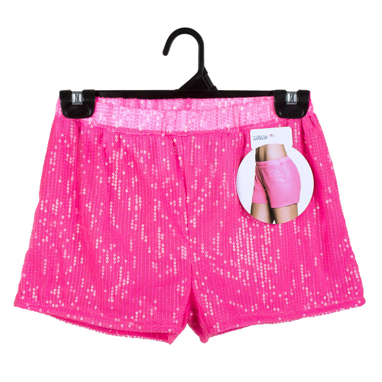 Op deze afbeelding zie je een Kostuums, van het merk Boland. Hotpants Pailletten Roze Vrouw