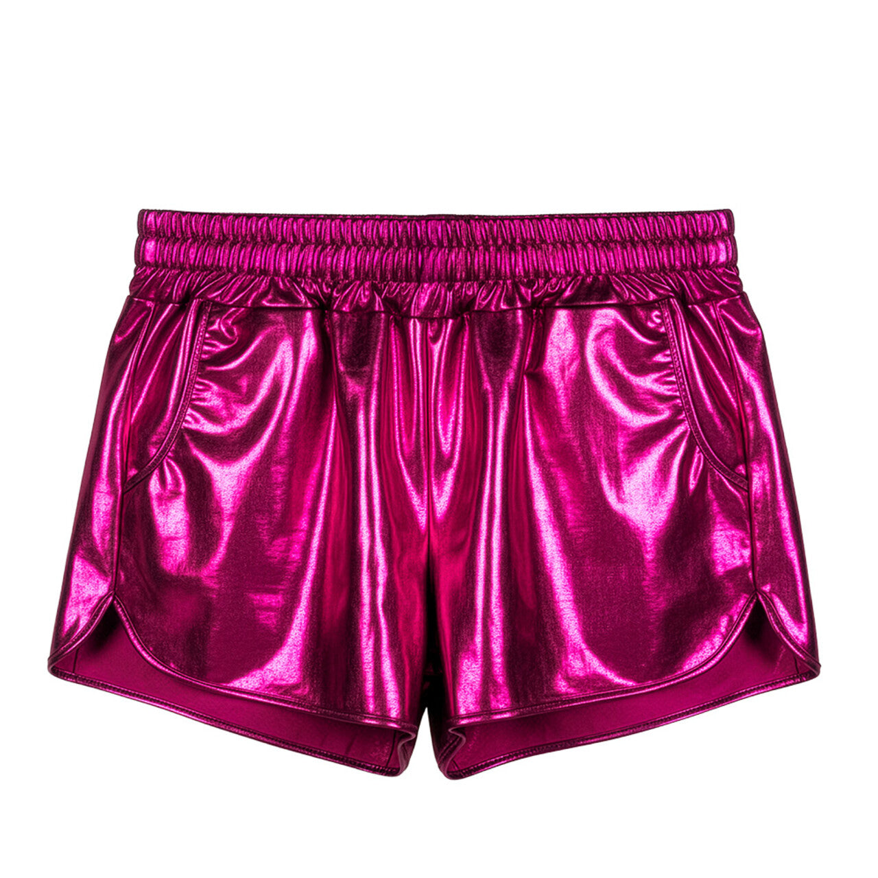 Op deze afbeelding zie je een Kostuums, van het merk Boland. Hotpants Metallic Shiny Sports Roze Vrouw