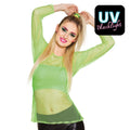 Neongrünes Netzshirt Langarm 80er Jahre Uv Damen