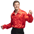 Rüschenhemd Rot Disco Herren