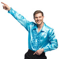 Glänzende Rüschenbluse Hellblau Partytime Herren