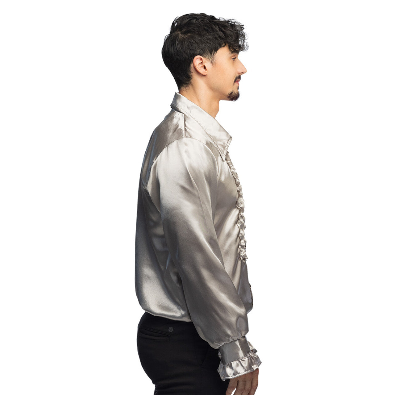 Op deze afbeelding zie je een Kostuums, van het merk Boland. Rouchen Blouse Zilver Feestbinkie Man