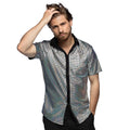 Disco Glitzerhemd Silber Herren