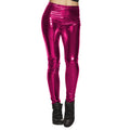 Metallic Pink Glanz-Leggings Damen