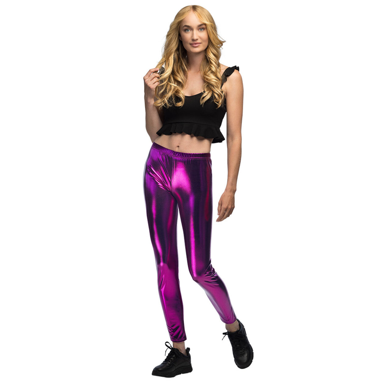Op deze afbeelding zie je een Kostuums, van het merk Boland. Legging Metallic Paars Vrouw