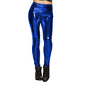 Dunkelblaue Metallic-Leggings Damen