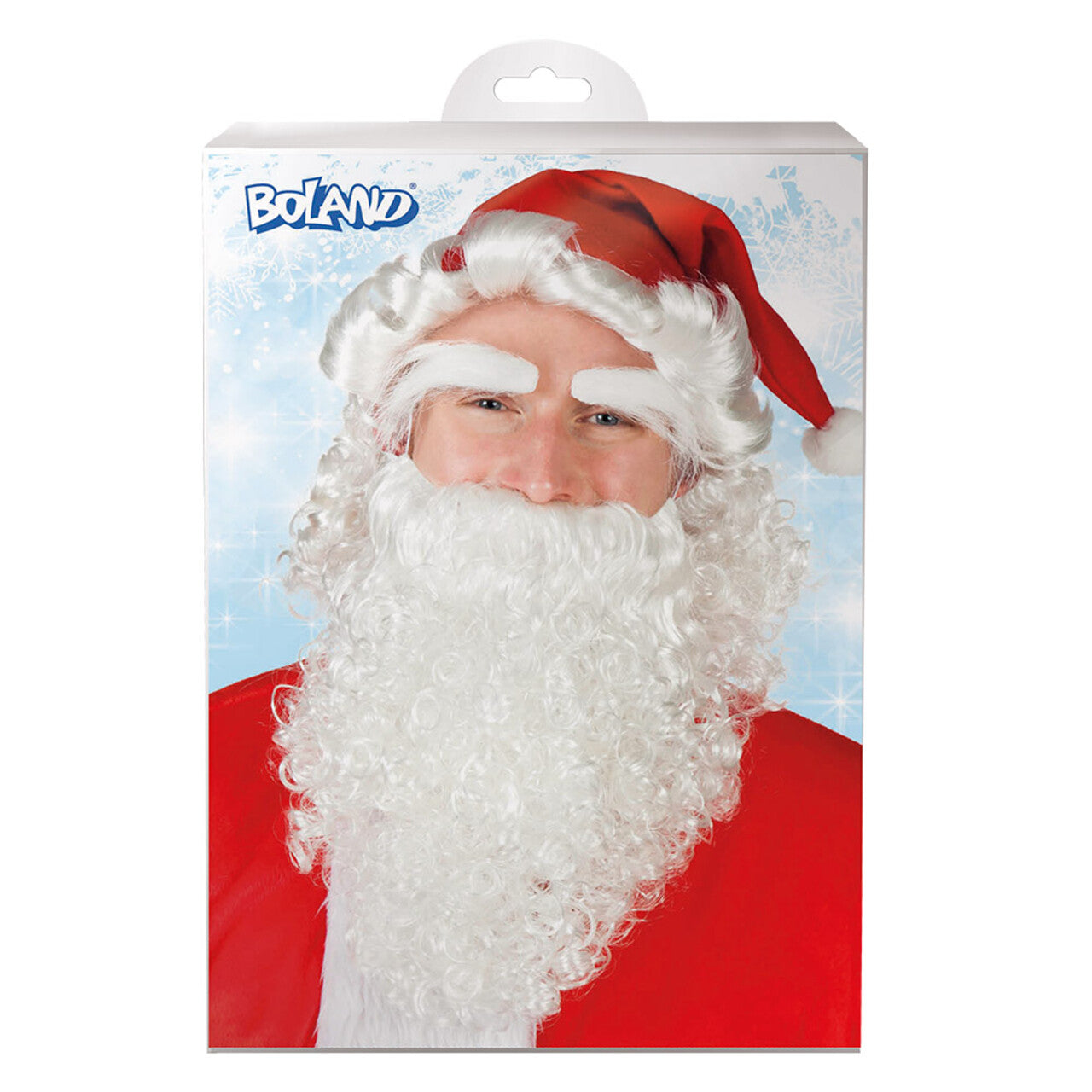 Op deze afbeelding zie je een Accessoires, van het merk Boland. Set Kerstman Promo (Muts, Pruik, Wenkbrauwen En Baard)