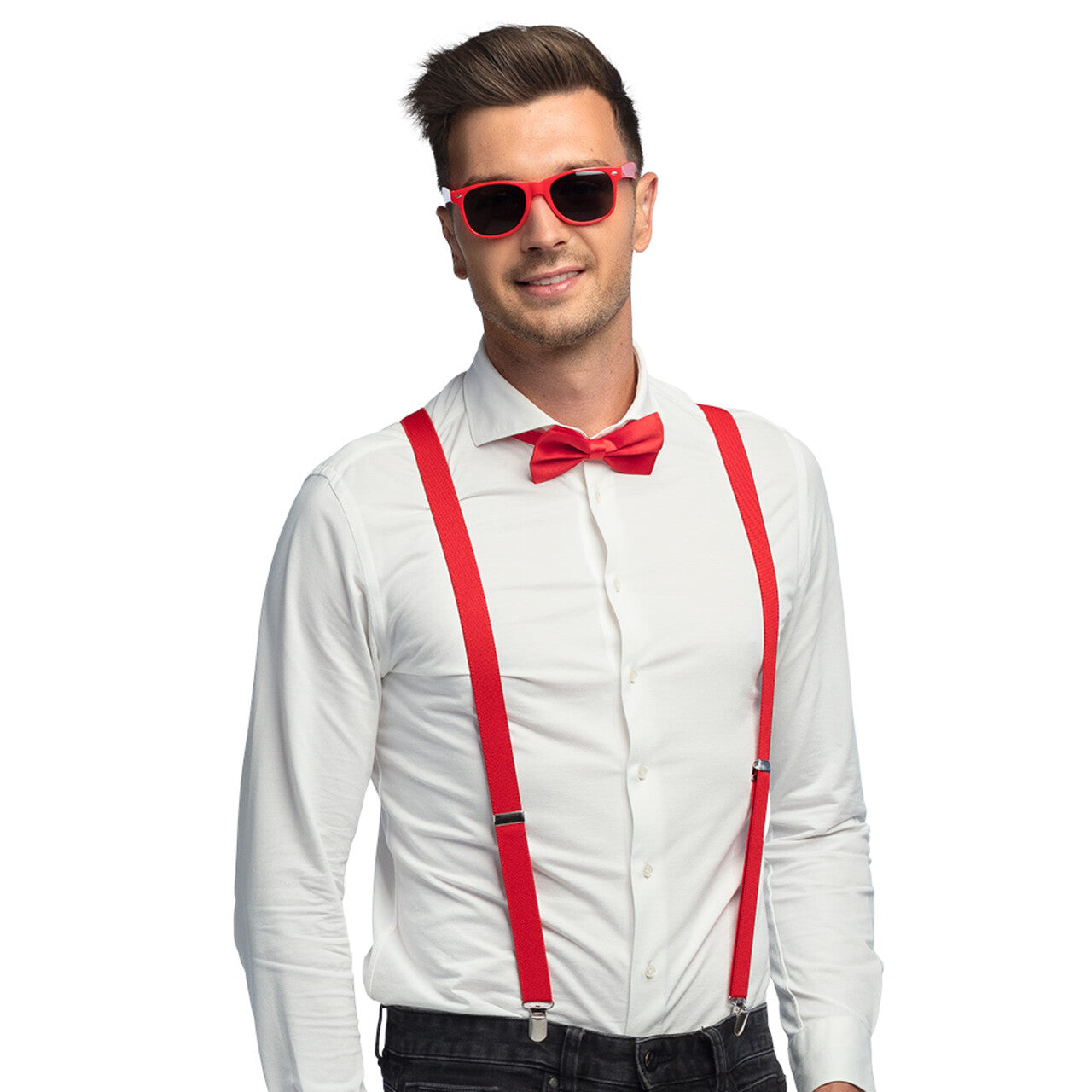 Op deze afbeelding zie je een Accessoires, van het merk Boland. Gentleman Party Set Rood