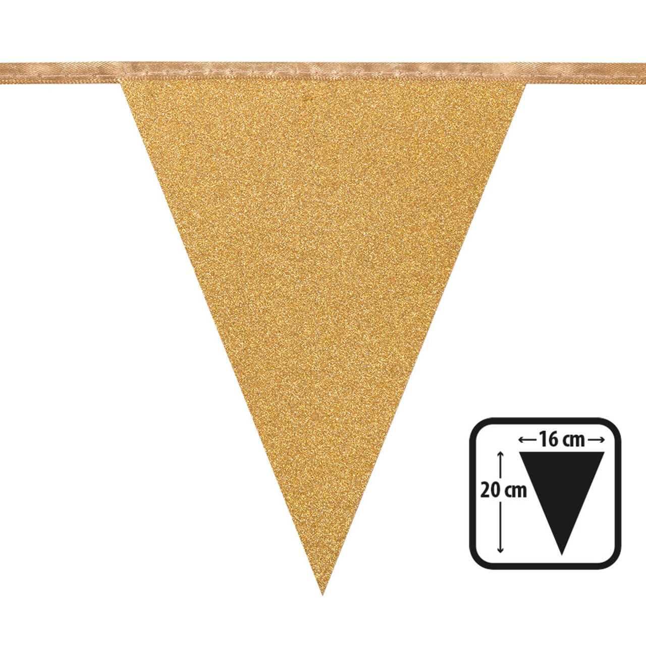 Op deze afbeelding zie je een Decoratie, van het merk Boland. Kartonnen Vlaggenlijn Glitter Goud