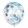 Satz 5 Latex Confetti-Ballons Blau / Silber