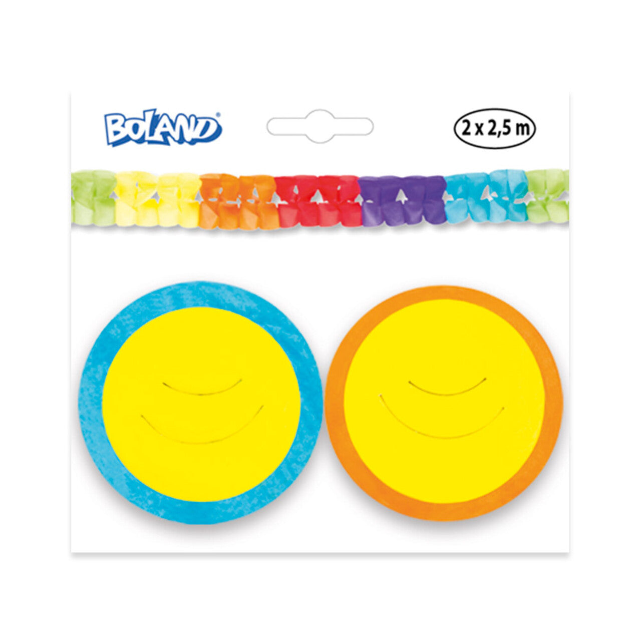 Op deze afbeelding zie je een Decoratie, van het merk Boland. Set 2 Papieren Slingers Kleuren Verjaardagsfeest