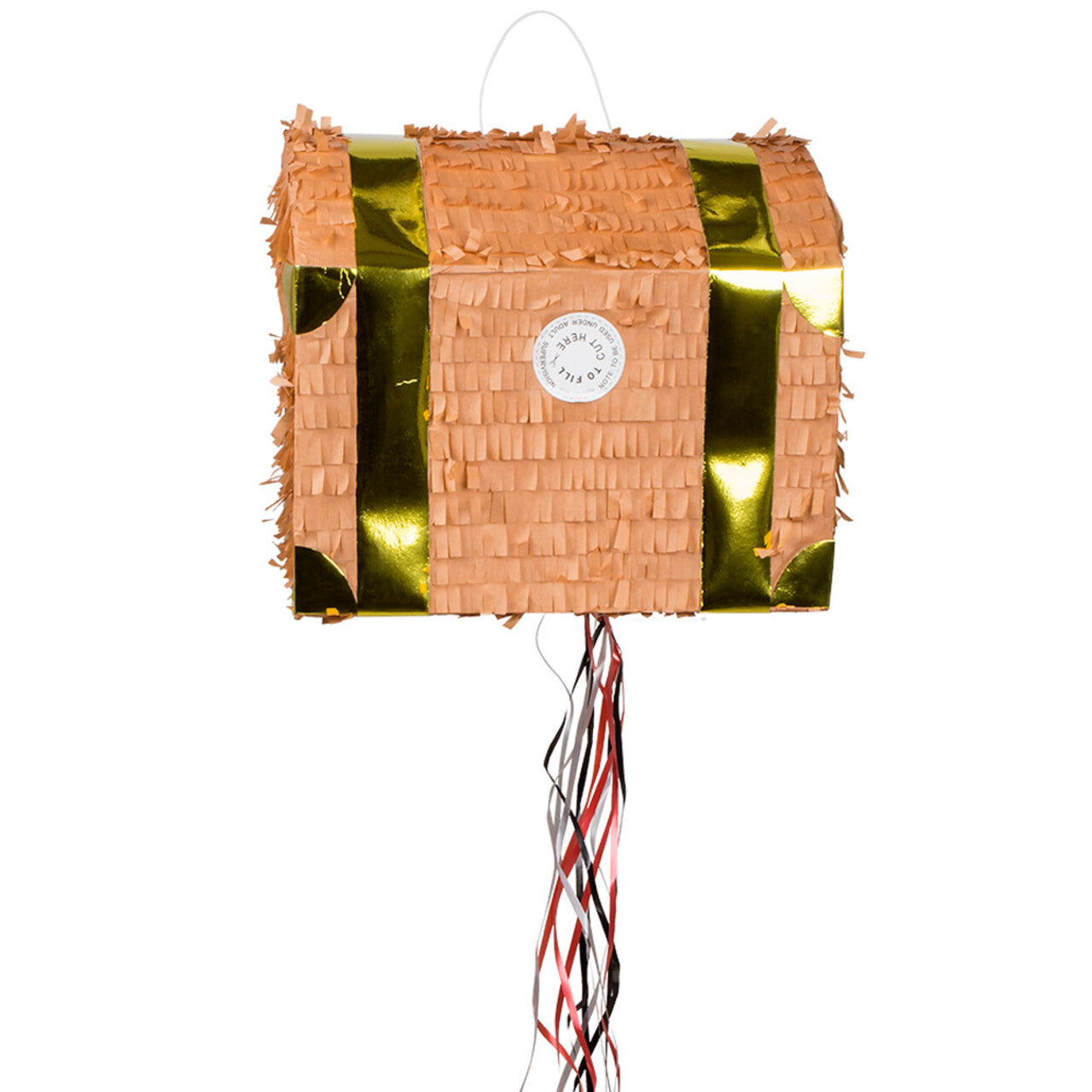 Op deze afbeelding zie je een Decoratie, van het merk Boland. Trekpiñata Piraten Schatkist (30 X 26 X 23 Cm)