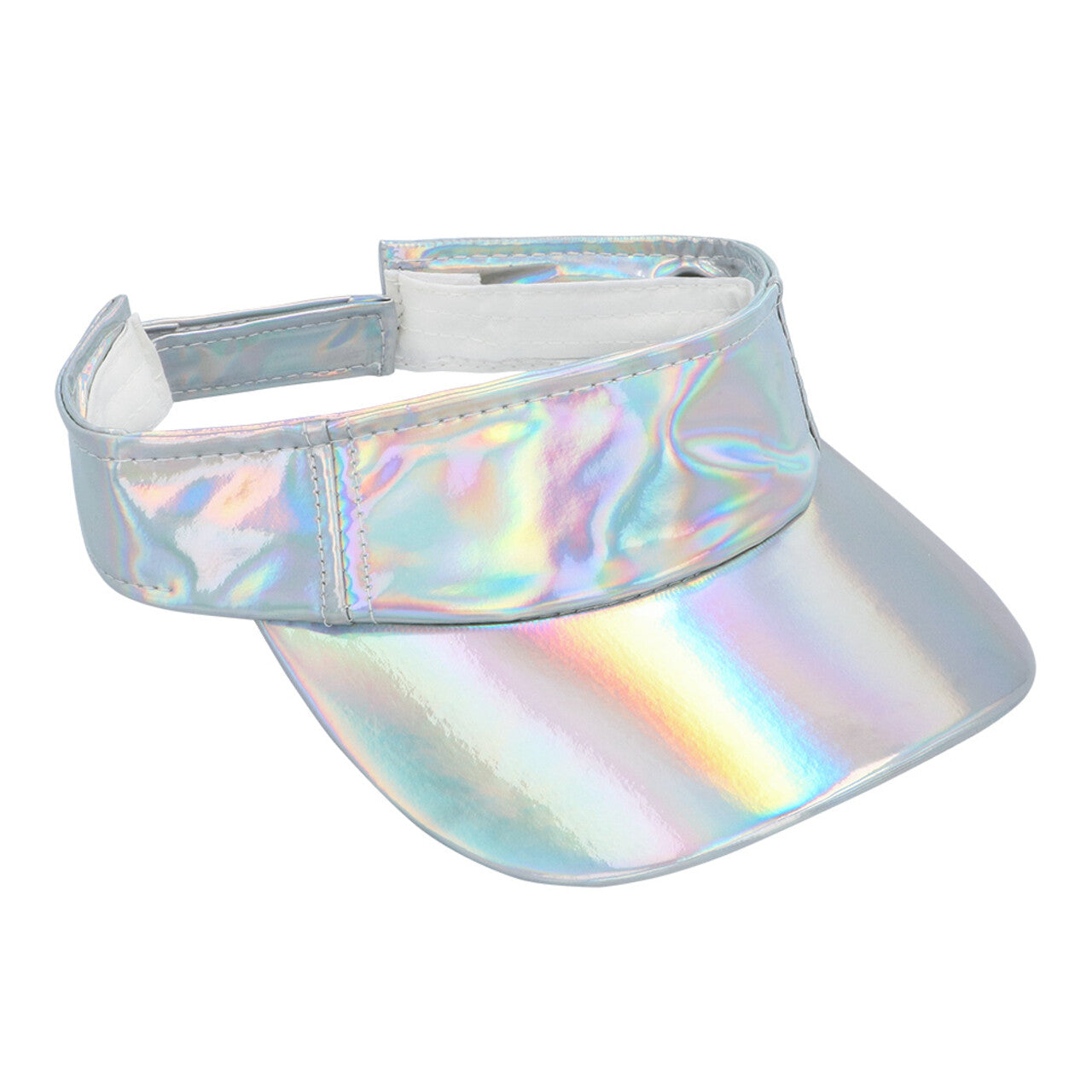Op deze afbeelding zie je een Accessoires, van het merk Boland. Set Holo Festival Zilver (Zonneklep En Heuptasje)