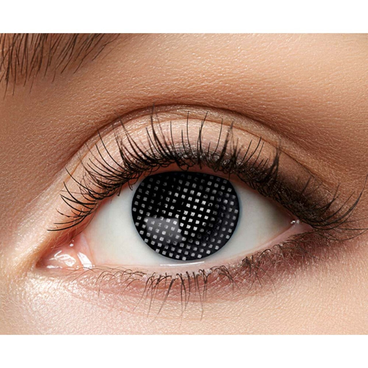 Op deze afbeelding zie je een Accessoires, van het merk Boland. Lenzen Zwart Met Witte Pixels Darkness