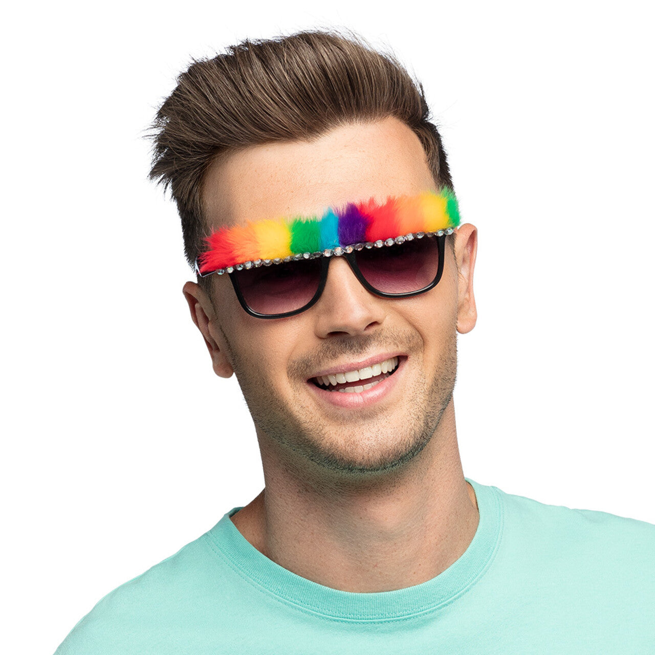 Op deze afbeelding zie je een Accessoires, van het merk Boland. Partybril Pride Unibrow Regenboog