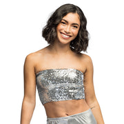 Op deze afbeelding zie je een Kostuums, van het merk Boland. Festival Top Sparkle Pailletten Zilver Vrouw