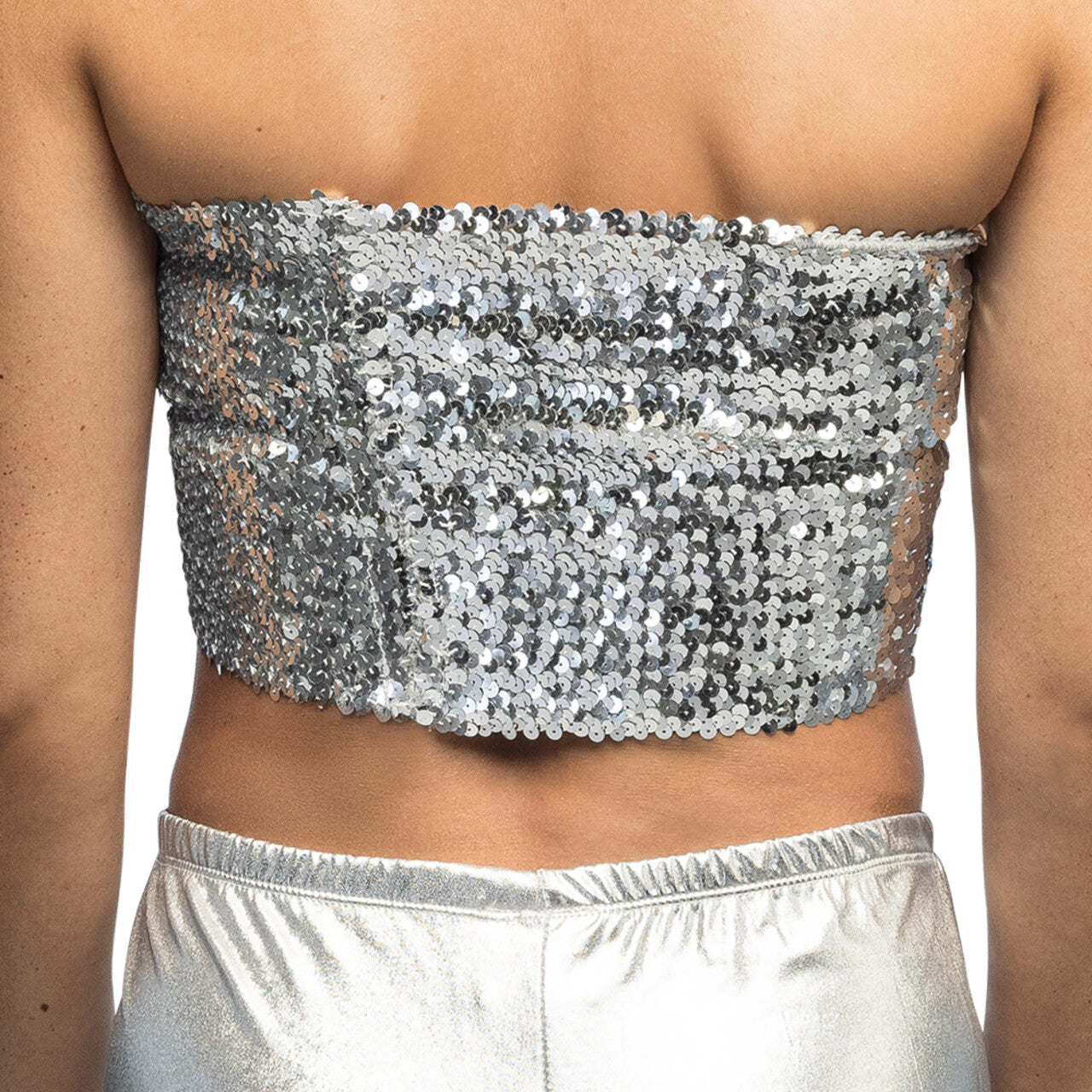 Op deze afbeelding zie je een Kostuums, van het merk Boland. Festival Top Sparkle Pailletten Zilver Vrouw