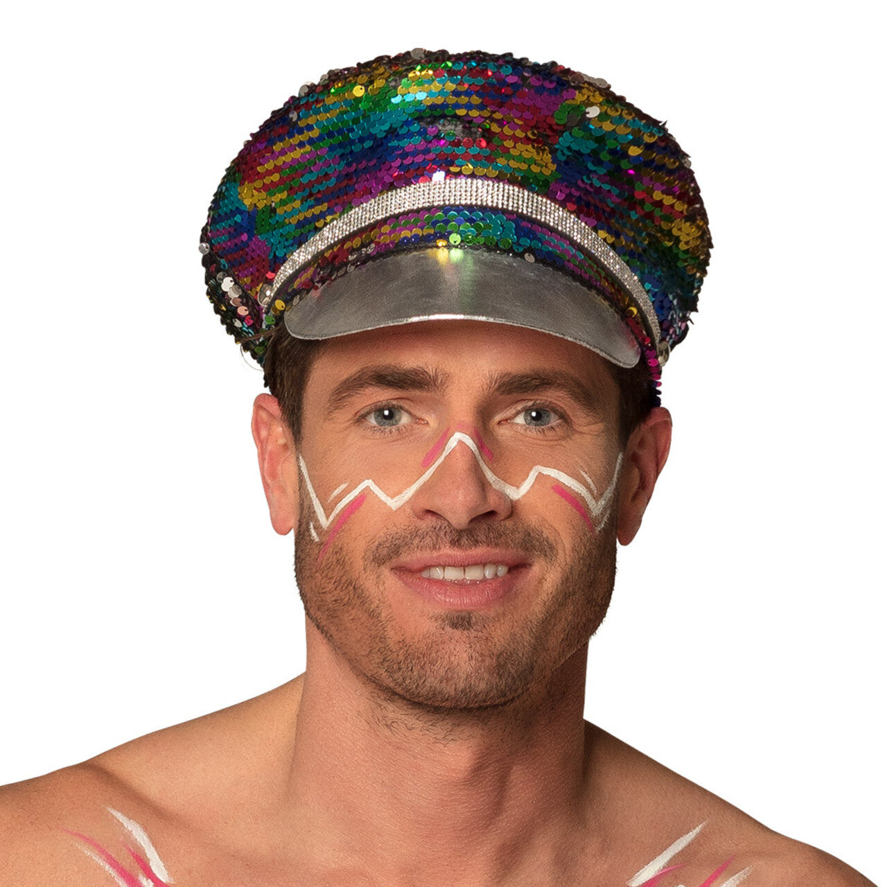 Op deze afbeelding zie je een Accessoires, van het merk Boland. Pet Rainbow Pailletten Blast (Omkeerbaar Regenboog / Zilver)