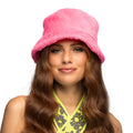 Pluchen Bucket Hat Rave Roze