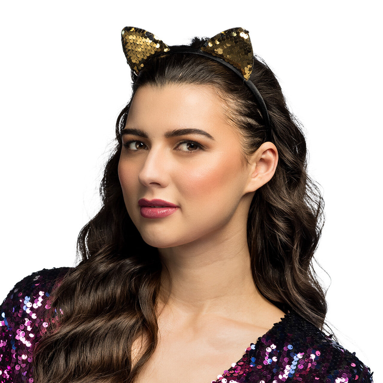 Op deze afbeelding zie je een Accessoires, van het merk Boland. Diadeem Kat Sequins 4 Ass.