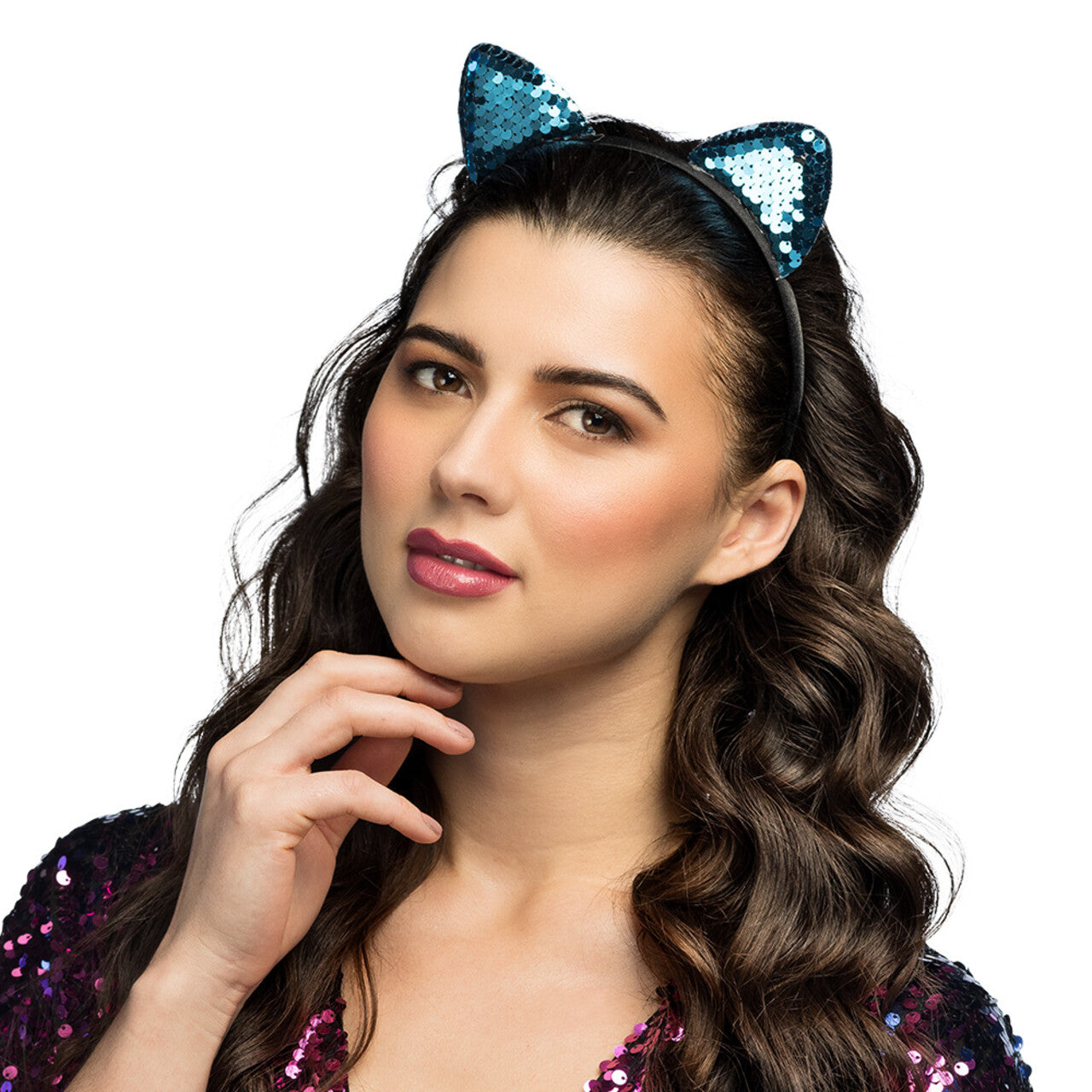 Op deze afbeelding zie je een Accessoires, van het merk Boland. Diadeem Kat Sequins 4 Ass.