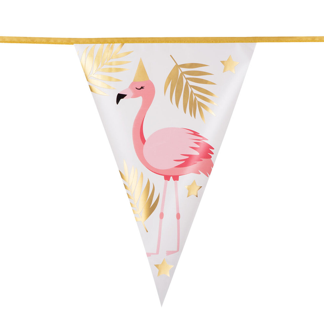Op deze afbeelding zie je een Decoratie, van het merk Boland. Folie Vlaggenlijn Tropical Party Flamingo