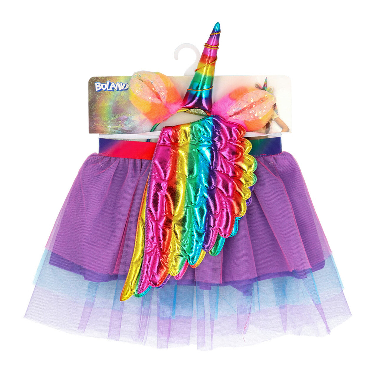 Op deze afbeelding zie je een Accessoires, van het merk Boland. Set Magische Eenhoorn Regenboog