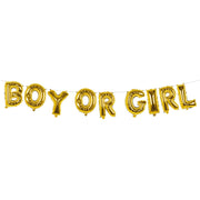 Op deze afbeelding zie je een Decoratie, van het merk Boland. Folieballon Slinger Letters Boy Or Girl Goud