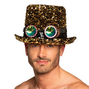 Op deze afbeelding zie je een Accessoires, van het merk Boland. Gouden Pailletten Dream Partyhoed Met Bril