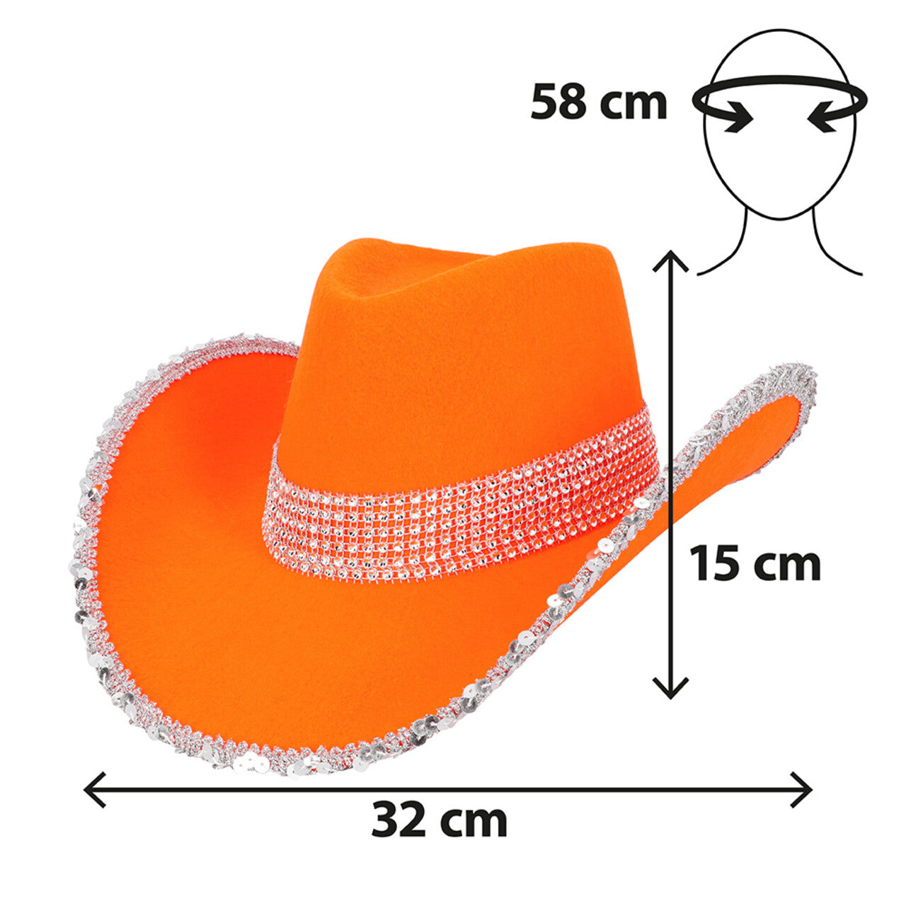 Op deze afbeelding zie je een Accessoires, van het merk Boland. Cowboyhoed Spark Wild West Oranje