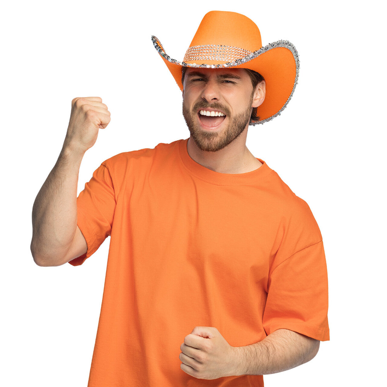 Op deze afbeelding zie je een Accessoires, van het merk Boland. Cowboyhoed Spark Wild West Oranje