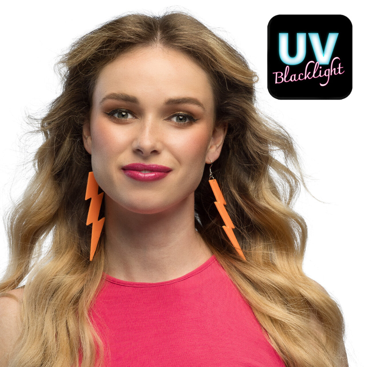 Op deze afbeelding zie je een Accessoires, van het merk Boland. Paar Oorbellen Flash Neonoranje Uv