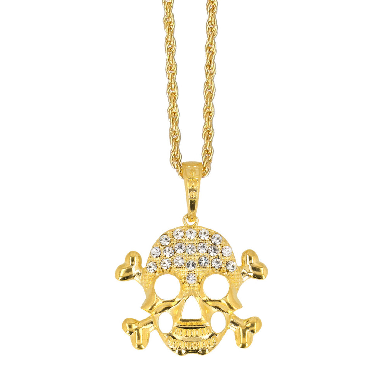 Op deze afbeelding zie je een Accessoires, van het merk Boland. Ketting Schedel Goud Met Glittersteentjes