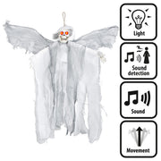 Op deze afbeelding zie je een Decoratie, van het merk Boland. Hangdecoratie Enge Engel Spook Met Licht En Geluid
