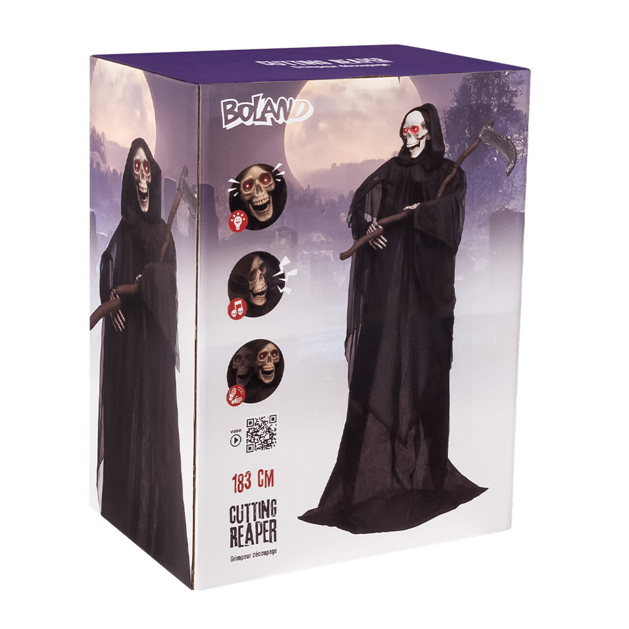 Op deze afbeelding zie je een Decoratie, van het merk Boland. Staande Decoratie Grim Reaper Met Licht En Geluid