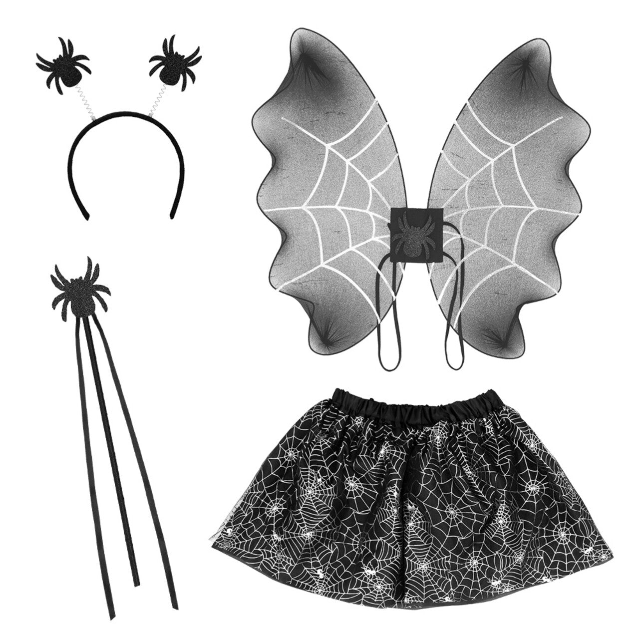 Op deze afbeelding zie je een Kostuums, van het merk Boland. Set Spin Kind Diadeemvleugels En Tutu Meisje Kostuum