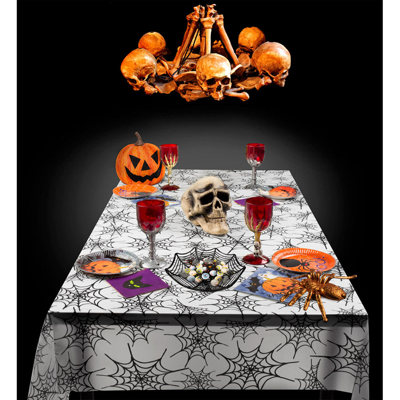 Op deze afbeelding zie je een Decoratie, van het merk Boland. Tafelkleed Halloween Spinnenweb